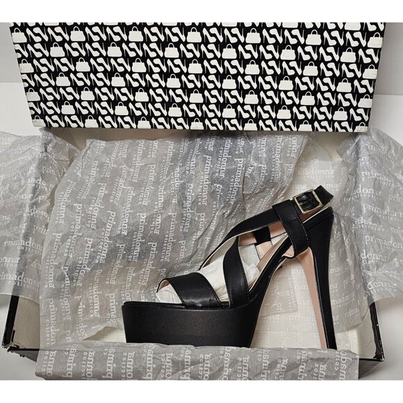 PRIMADONNA COLLECTION WOMEN EURO SIZE BLACK CRISS CROSS STRAPS NEW BOX 00313 - Picture 11 of 12